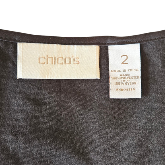 Chico's Sleeveless Black Layered Lace Scoop Neck Top Women's Size 2 (Large) - Picture 5 of 7